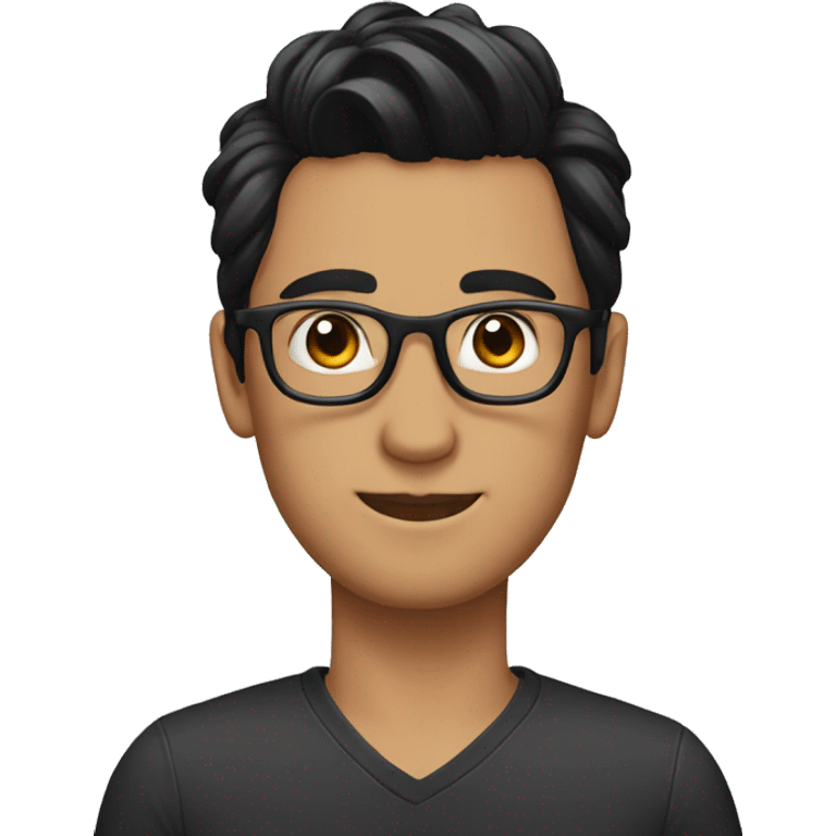 a guy with dark hair with high bun with glasses emoji