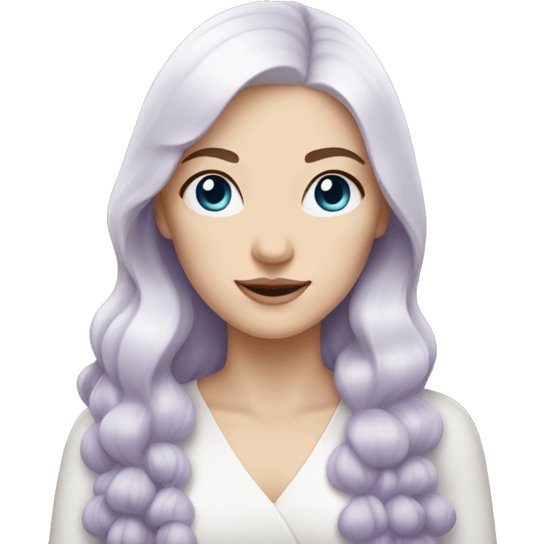 Woman with pale skin, lavender eyes, and white hair emoji