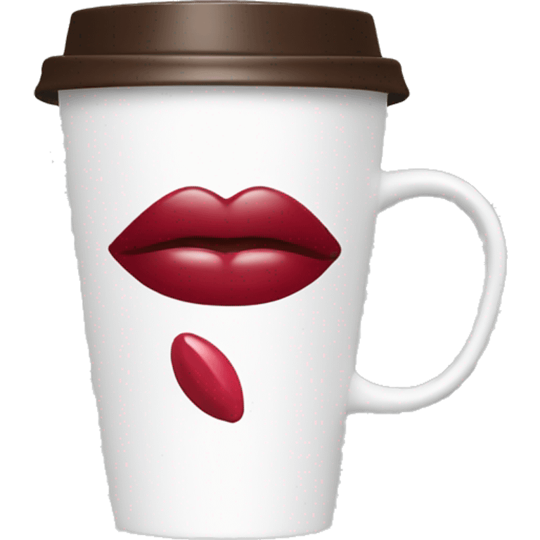 A coffee cup with a lipstick mark emoji