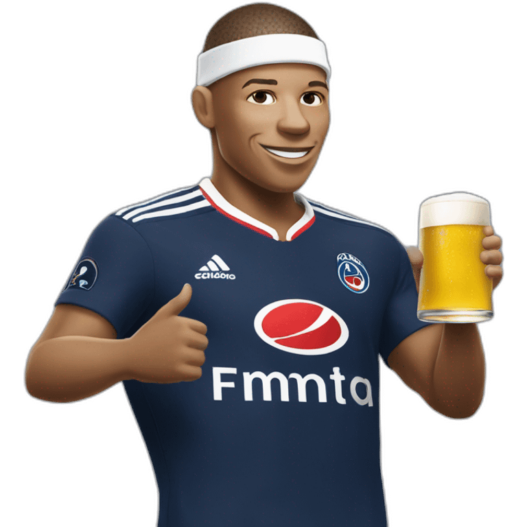 Mbappé qui boit une bière  emoji