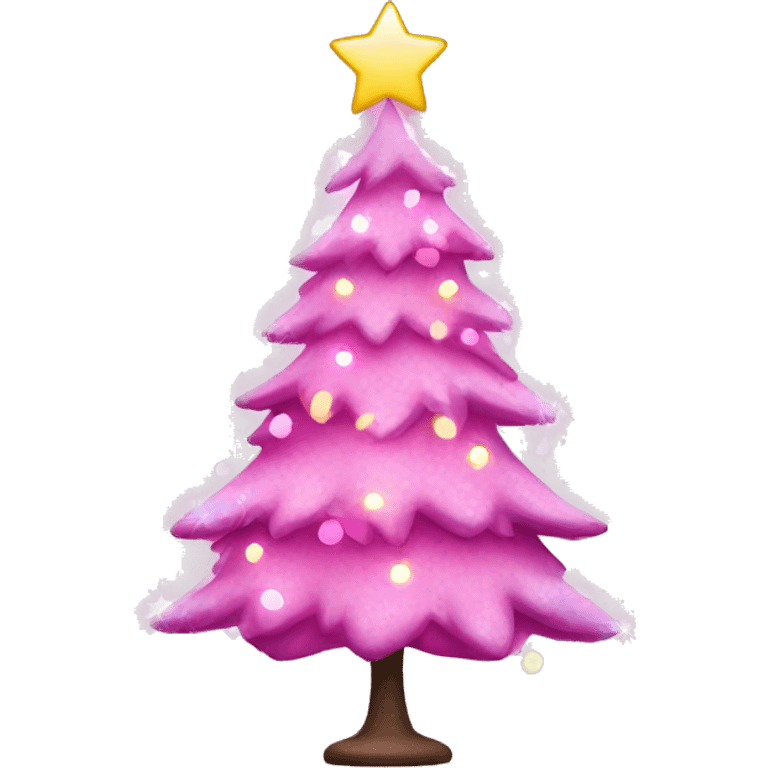 Pink Christmas tree with lights emoji