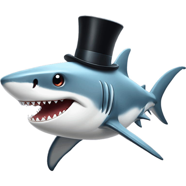 Shark with a top hat emoji