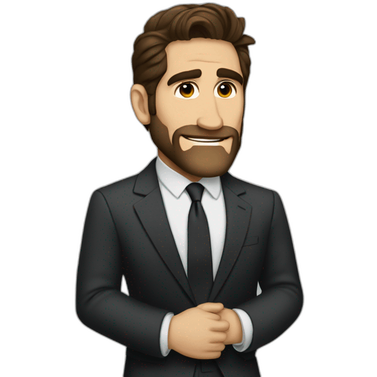 jake gyllenhaal cartoon wearing suit emoji