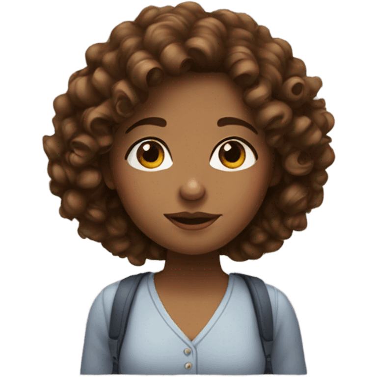 Girl with brown curly hair emoji