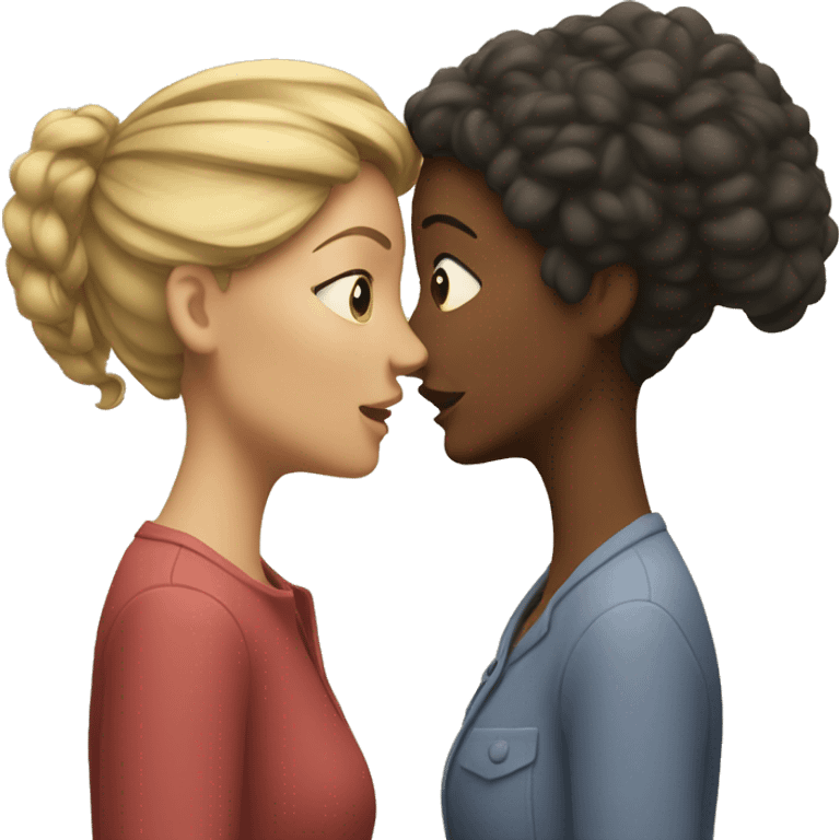 One woman whispers into the ear of another woman. emoji