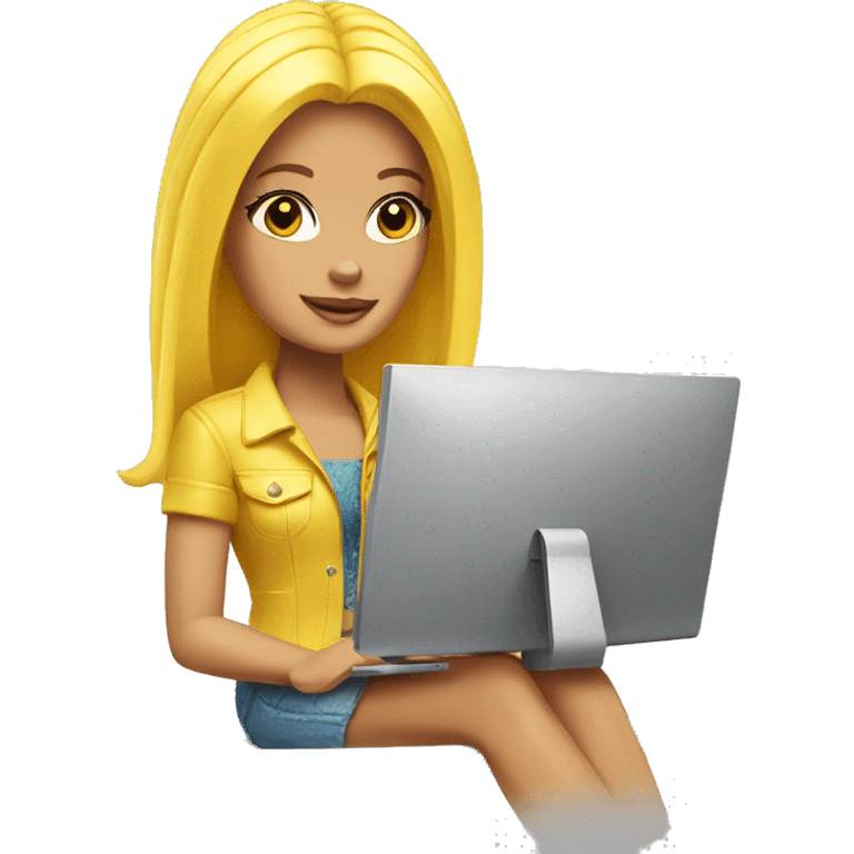 yellow barbie on computer emoji