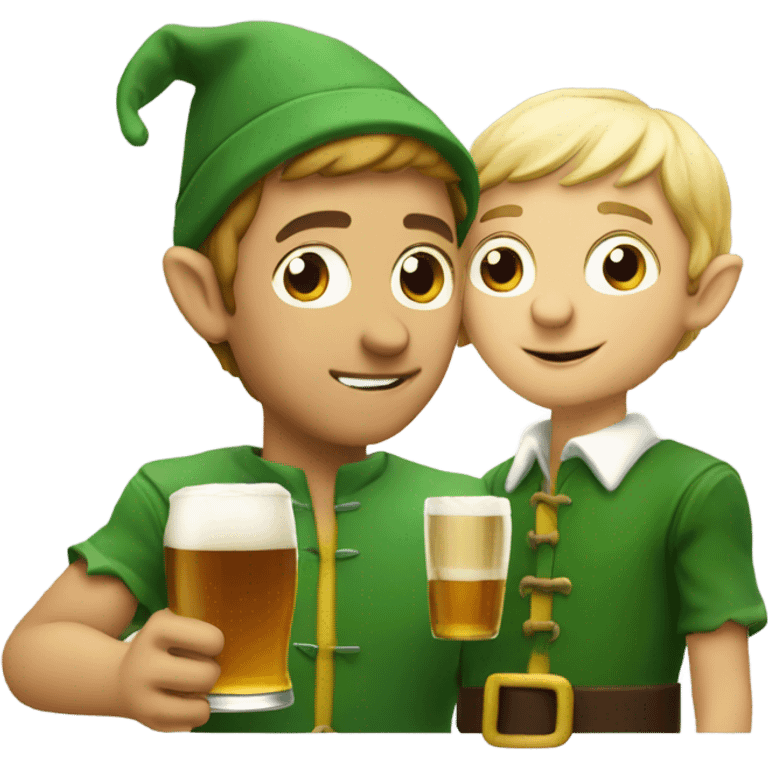 and elf drinking a beer emoji