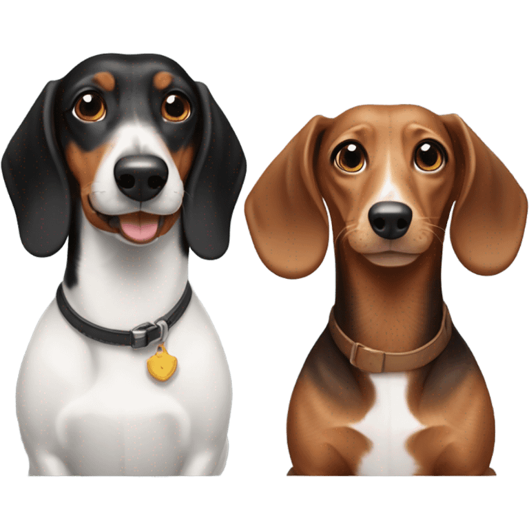 One black and brown Dachshund and one white and brown Dachshund emoji