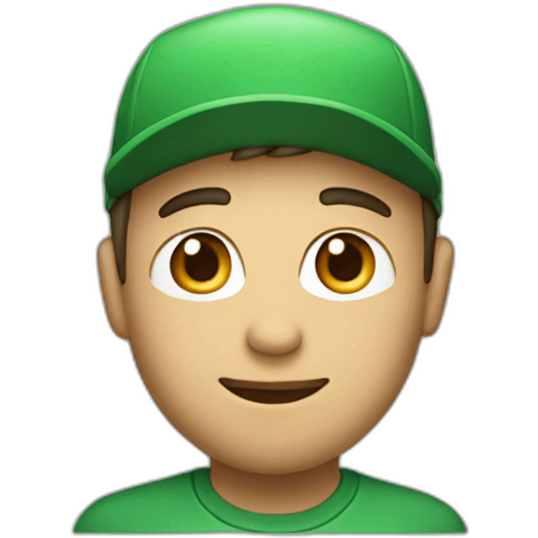 man in green cap with word C emoji