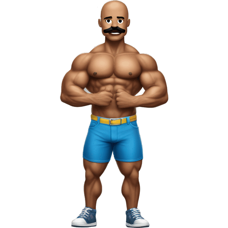 Muscular gay bodybuilder with mustache bikini realistic emoji