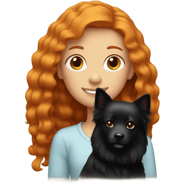 Ginger girl with black spitz emoji