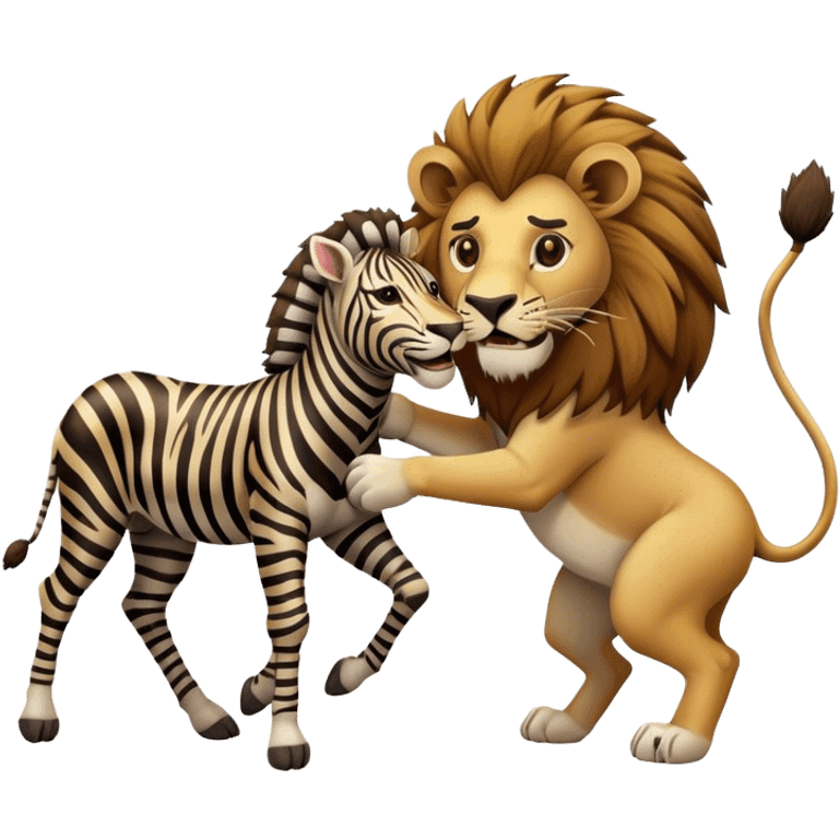 A lion attacking a zebra  emoji