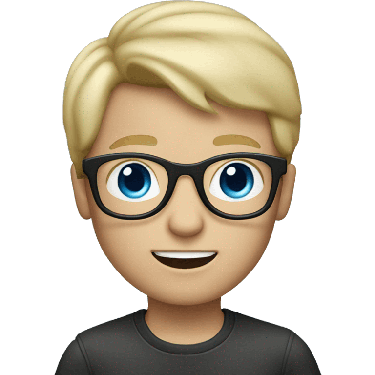 boy with blond glasses in memoji style with blue eyes emoji