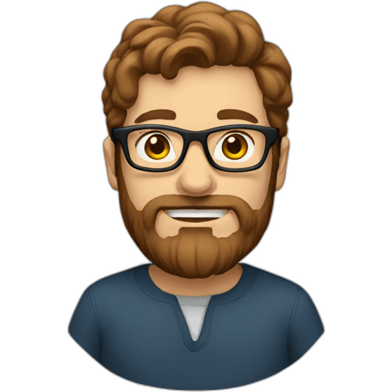 white man with brown hair and beard wearing glasses emoji