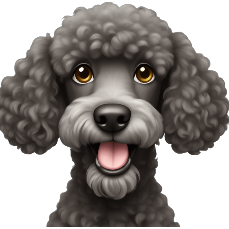 Dark brown grey poodle  emoji