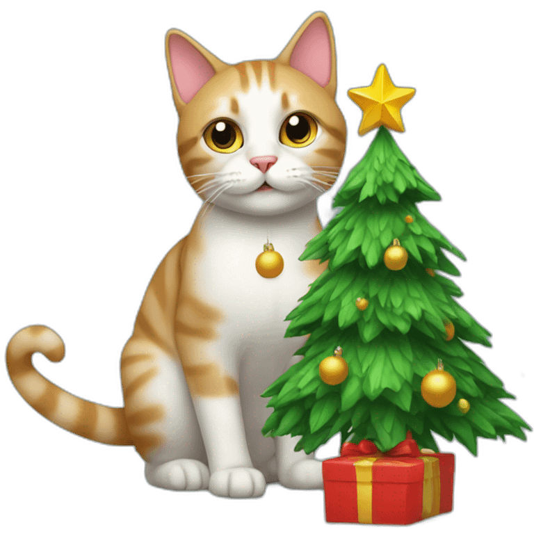 cat with a ctristmas tree emoji