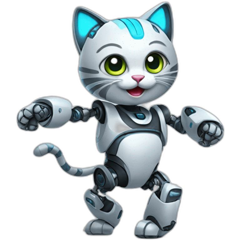 Robot cat dancing emoji