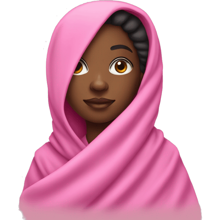 Black girl wrapped in pink blanket  emoji