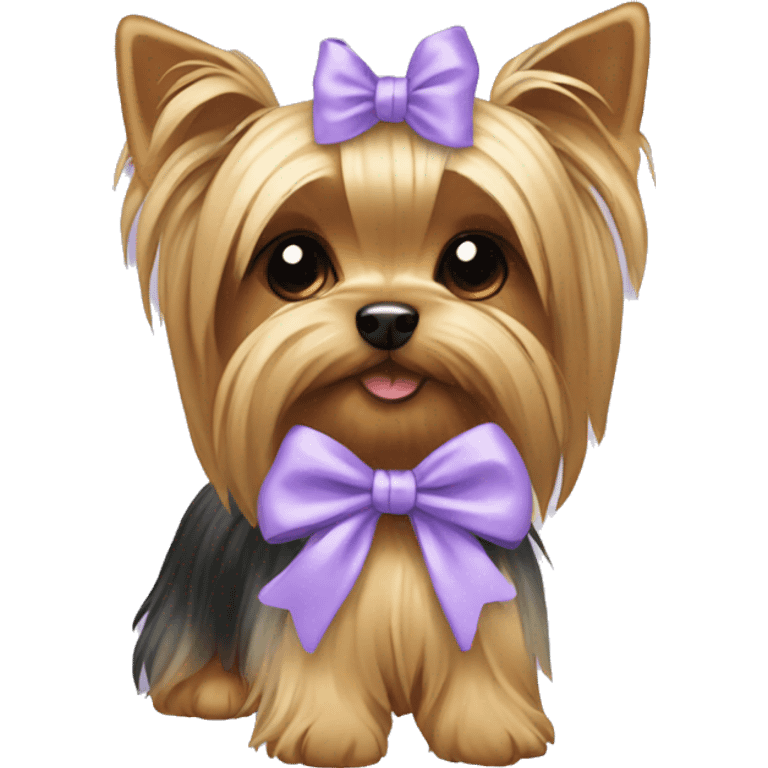 Yorkie with lavender bow emoji