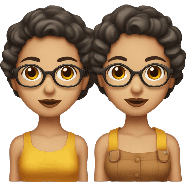 Jovencita de piel morena con cabello rizado y gafas emoji