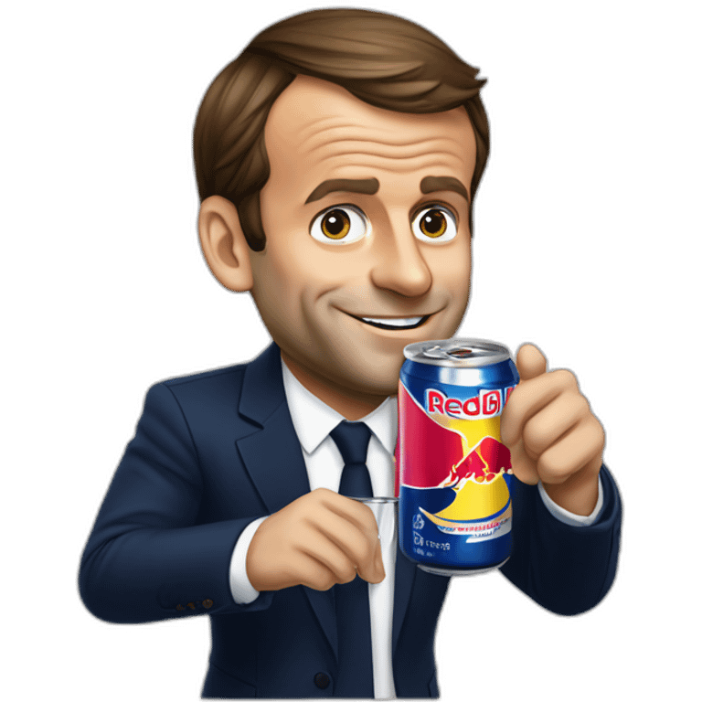 Emmanuel macron drinking a can of redbull emoji