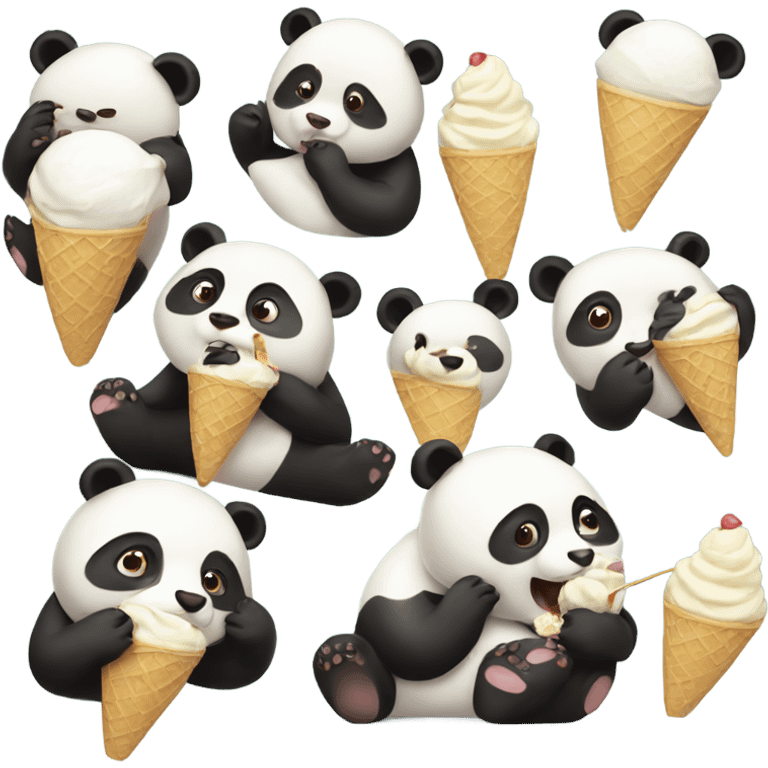 Panda eating ice cream emoji