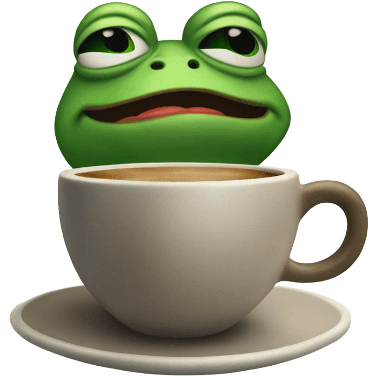 pepe the frog with a cup of coffee emoji