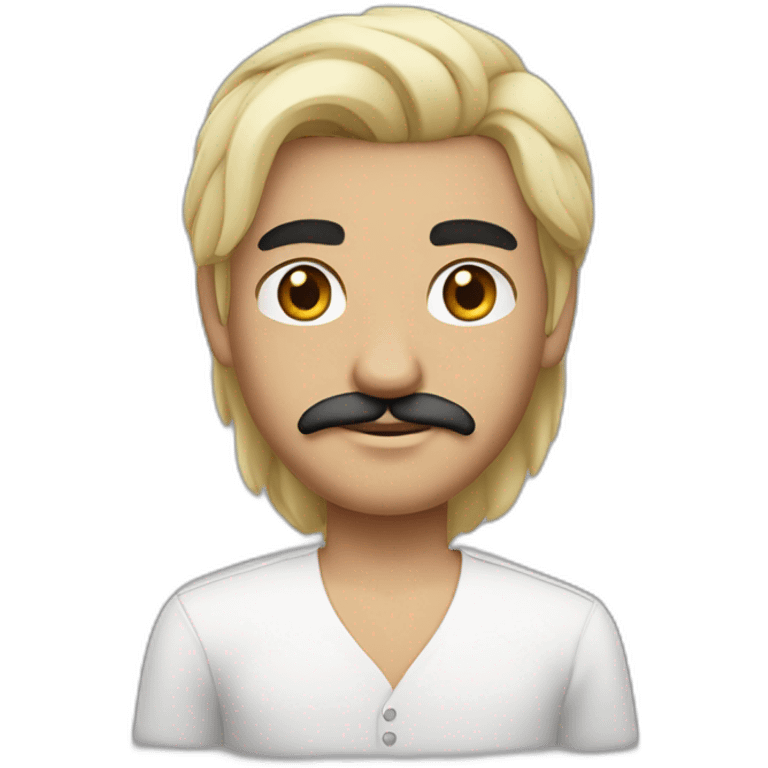 white skin indian in plain white shirt with sleeve up and cool medium length black hair and mustach avatar emoji