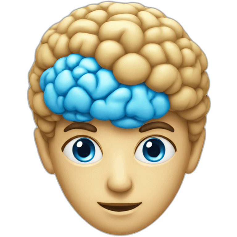 Blue smart brain emoji