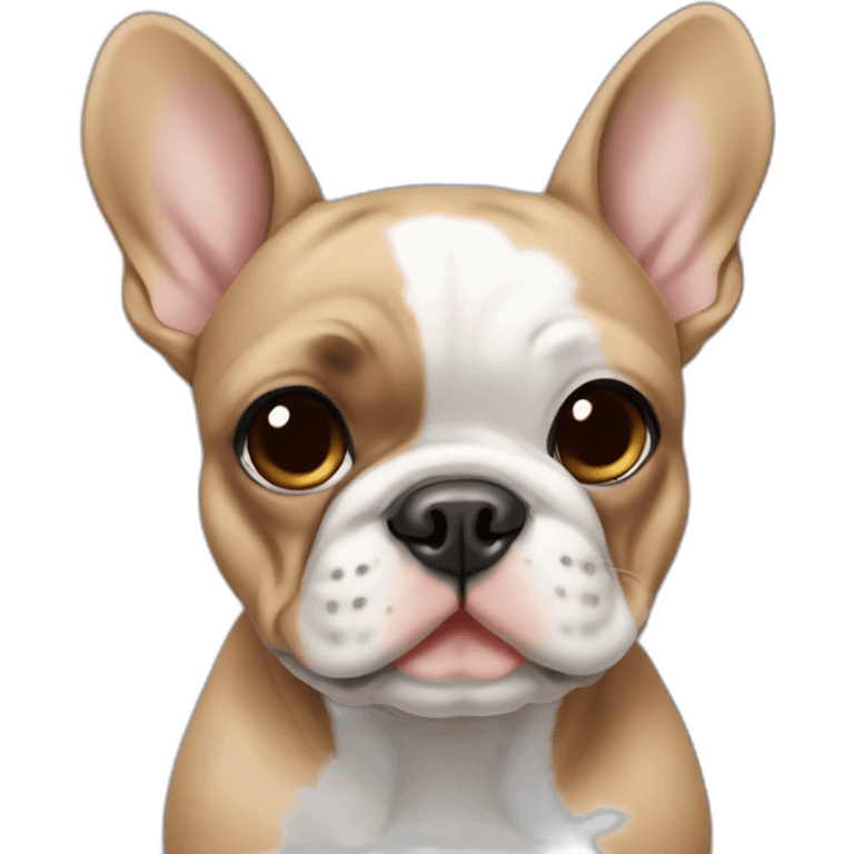 fawn Frenchie with one blue eye and one brown running emoji