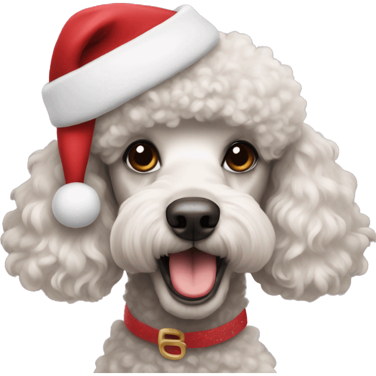 Poodle in a Christmas hat emoji