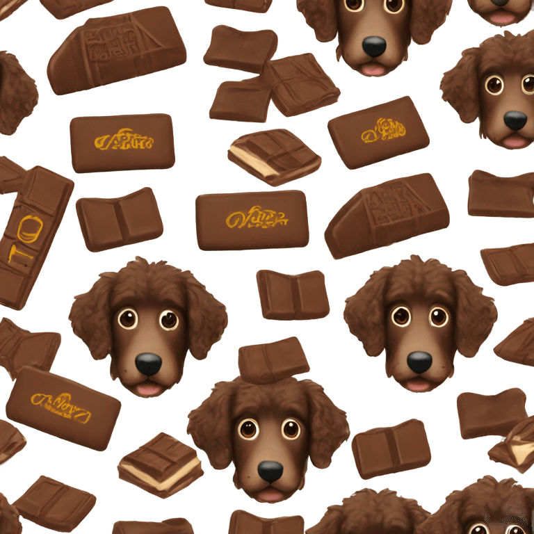 Chocolate Aussie doodle wearing a University of Srizona  emoji