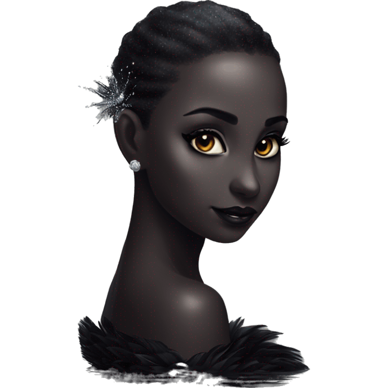 Fully Black swan beautiful magical emoji