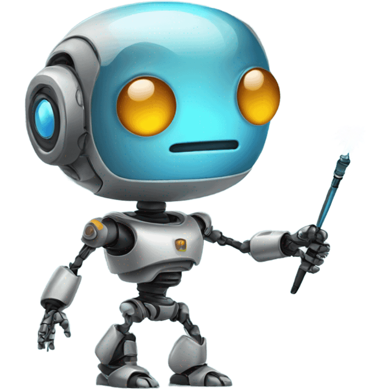 cute robot holds a magic wand emoji