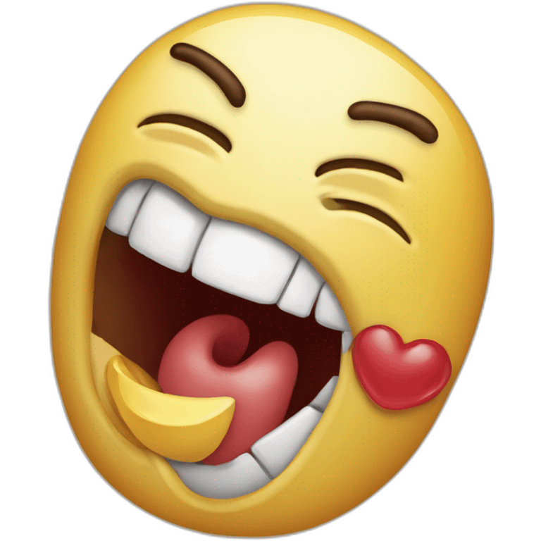 Emoji qui rougit et la main sur la bouche emoji