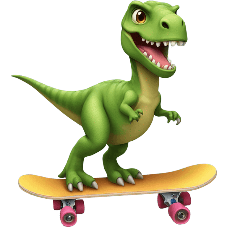 Dinosaur on a skateboard emoji