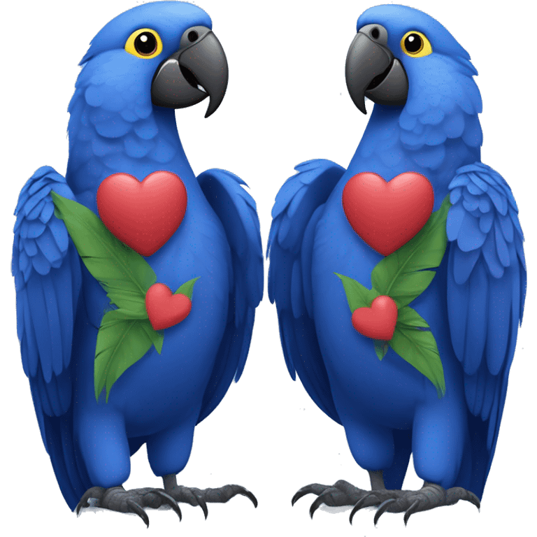 Hyacinth Macaw pair Full Body love with heart emoji