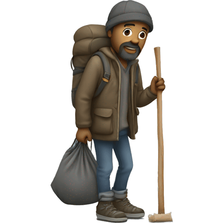 homeless man with stick  bag emoji