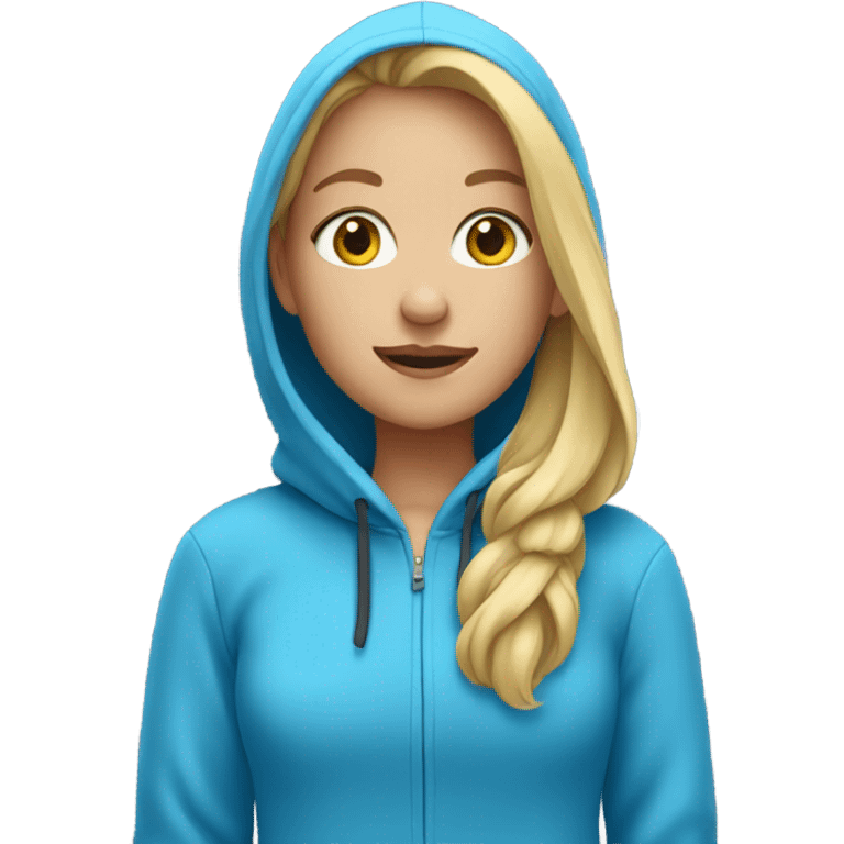 blonde girl wearing a blue hoodie emoji