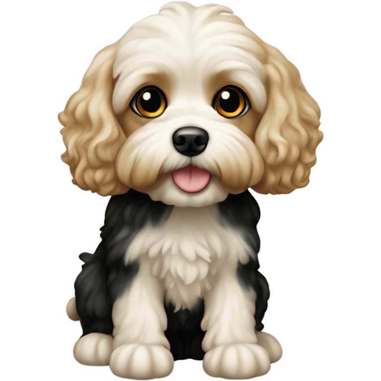 Black and cream cavapoo emoji