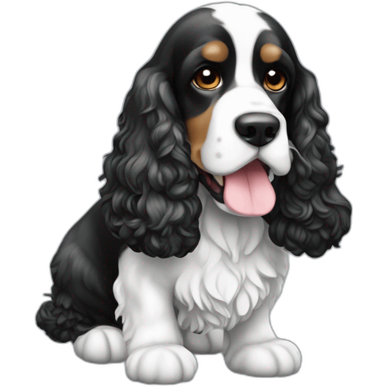 Dog American cocker spaniel black and white color emoji