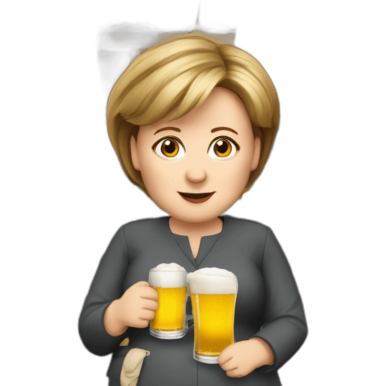 Angela merkel drinking beer emoji