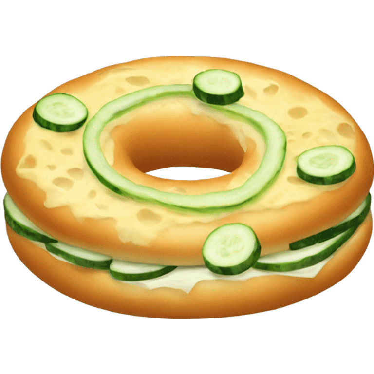 A bagel with cheese and cucumber  emoji