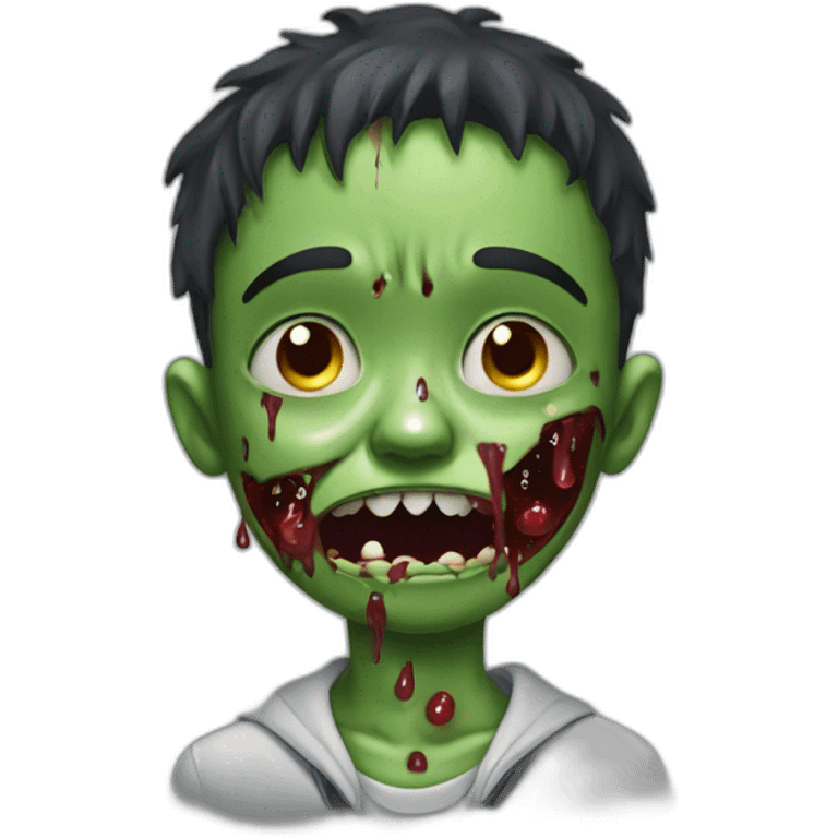 Boy dressed as a zombie crying tears for candy emoji