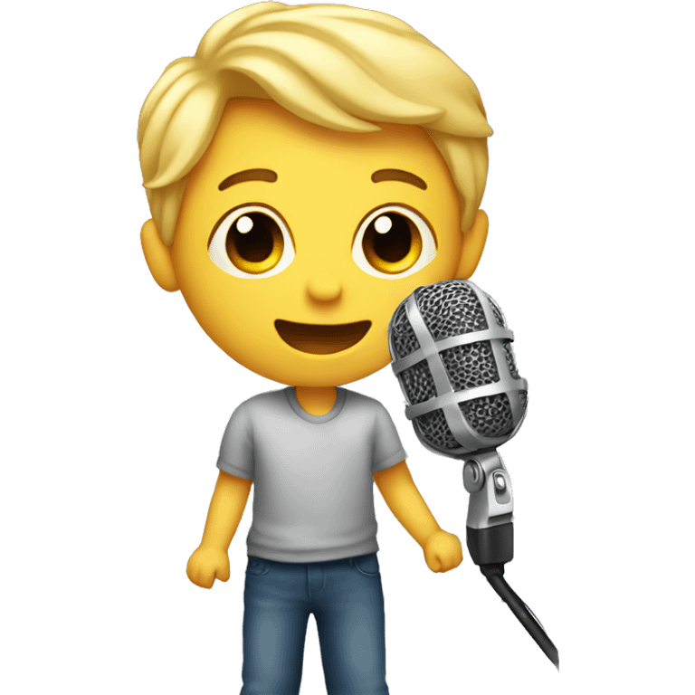 A boy holding a microphone  emoji