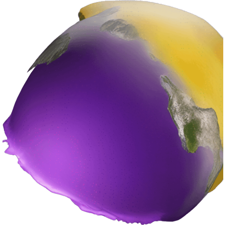 planet earth but purple and yellow, centered on reunion island emoji