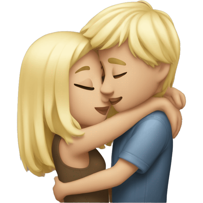 blonde girl boy kiss hug emoji