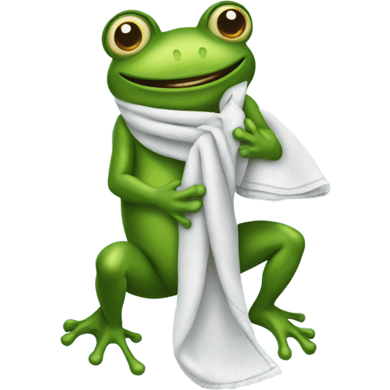 Frog picking up towel emoji