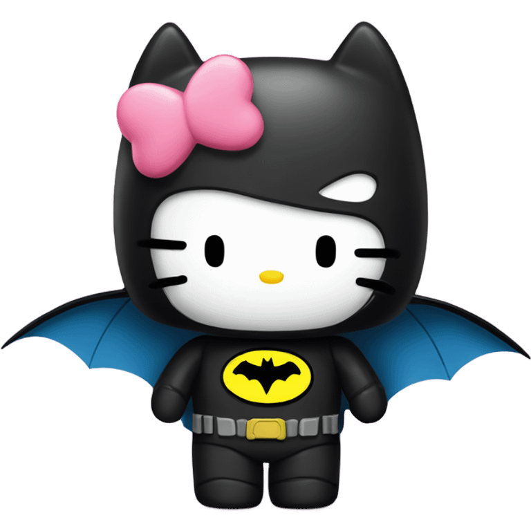 Hello Kitty and Batman in love but cute hug  emoji