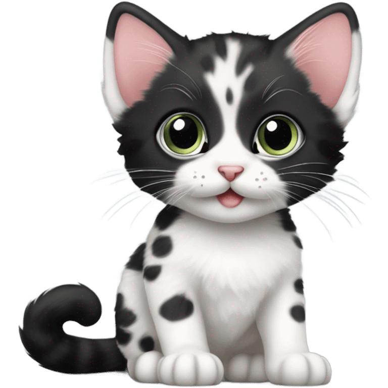 black and white spotted kitten  emoji